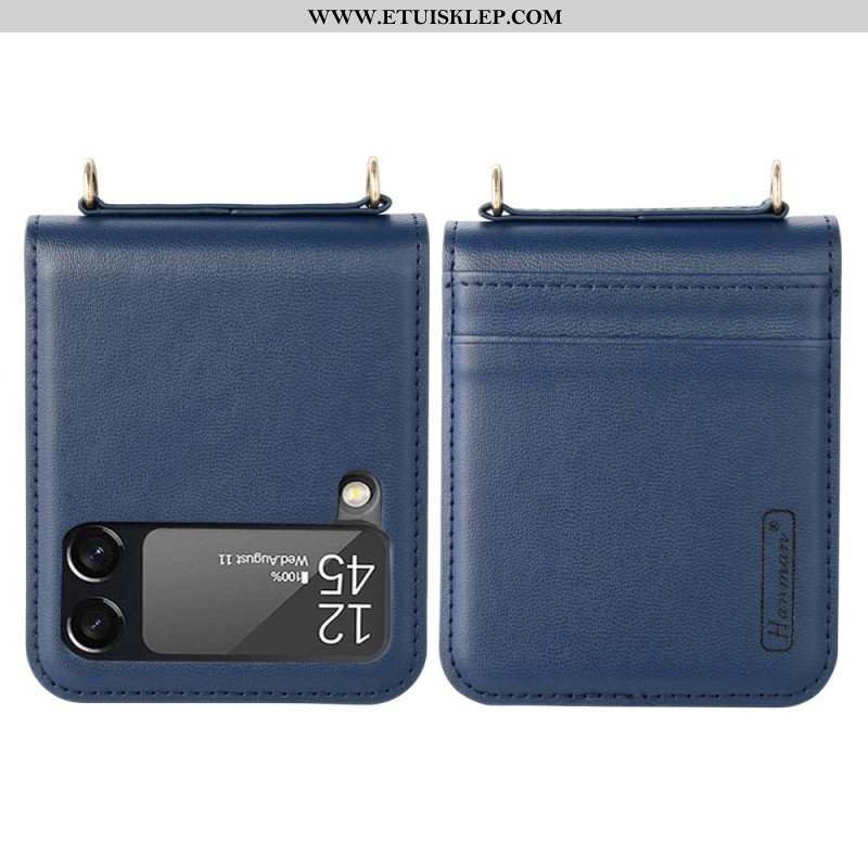 Etui do Samsung Galaxy Z Flip 4 Etui Folio Skórzany Styl Z Paskiem